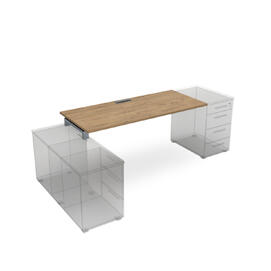 Офисная мебель Gloss Стол рабочий прямолинейный, крепление к тумбам СЛТ.989 Teakwood/Алюминий матовый 1400x800x750