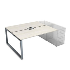 Офисная мебель Gloss Стол системы БЕНЧ на 2 рабочих места, приставной СТБ-О.978 Ivory/Алюминий матовый 1200x1435x750