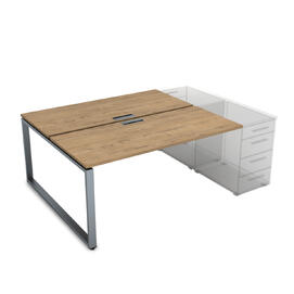 Офисная мебель Gloss Стол системы БЕНЧ на 2 рабочих места, приставной СТБ-О.978 Teakwood/Алюминий матовый 1200x1435x750