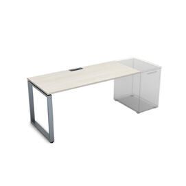 Офисная мебель Gloss Стол рабочий прямолинейный, приставной СДТ-О.989 Ivory/Алюминий матовый 1400x800x750
