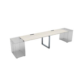 Офисная мебель Gloss Стол системы БЕНЧ,линейный на 2 рабочих места, приставной СДТЛ-О.978 Ivory/Алюминий матовый 2400x700x750