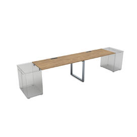 Офисная мебель Gloss Стол системы БЕНЧ,линейный на 2 рабочих места, приставной СДТЛ-О.978 Teakwood/Алюминий матовый 2400x700x750