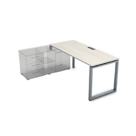 Офисная мебель Gloss Стол рабочий прямолинейный, три опоры - левый СТЛ-О.979 Ivory/Алюминий матовый 1400x700x750