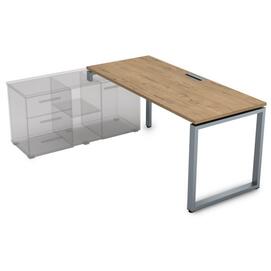 Офисная мебель Gloss Стол рабочий прямолинейный, три опоры - левый СТЛ-О.979 Teakwood/Алюминий матовый 1400x700x750
