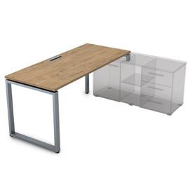 Офисная мебель Gloss Стол рабочий прямолинейный, три опоры - правый СТП-О.979 Teakwood/Алюминий матовый 1400x700x750