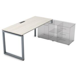 Офисная мебель Gloss Стол рабочий прямолинейный, три опоры - правый СТП-О.989 Ivory/Алюминий матовый 1400x800x750