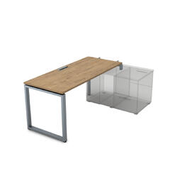 Офисная мебель Gloss Стол системы БЕНЧ линейный, три опоры, начальный СТН-О.979 Teakwood/Алюминий матовый 1400x700x750