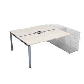 Офисная мебель Gloss Стол системы БЕНЧ на 2 рабочих места, приставной СТБ-П.978 Ivory/Алюминий матовый 1200x1435x750
