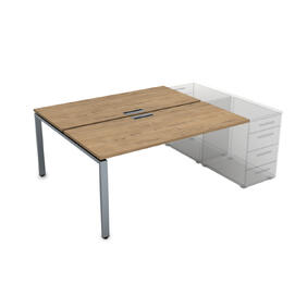 Офисная мебель Gloss Стол системы БЕНЧ на 2 рабочих места, приставной СТБ-П.978 Teakwood/Алюминий матовый 1200x1435x750