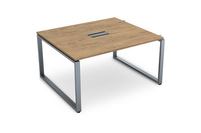 Офисная мебель Gloss Стол системы БЕНЧ переговорный, начальный СПГН-О.926 Teakwood/Алюминий матовый 1200x1200x750