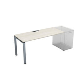 Офисная мебель Gloss Стол рабочий прямолинейный, приставной СДТ-П.974 Ivory/Алюминий матовый 1600x700x750