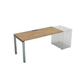 Офисная мебель Gloss Стол рабочий прямолинейный, приставной СДТ-П.989 Teakwood/Алюминий матовый 1400x800x750