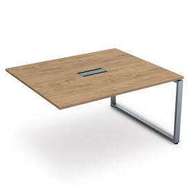 Офисная мебель Gloss Стол системы БЕНЧ переговорный, конечный СПГК-О.927 Teakwood/Алюминий матовый 1400x1200x750