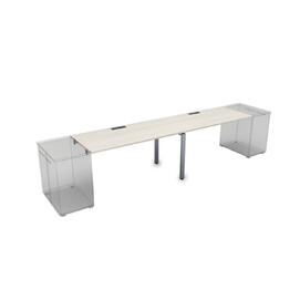 Офисная мебель Gloss Стол рабочий прямолинейный, приставной СДТЛ-П.988 Ivory/Алюминий матовый 2400x800x750