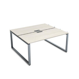 Офисная мебель Gloss Стол системы БЕНЧ, на 2 рабочих места,начальный СБДН-О.985 Ivory/Алюминий матовый 1800x1635x750