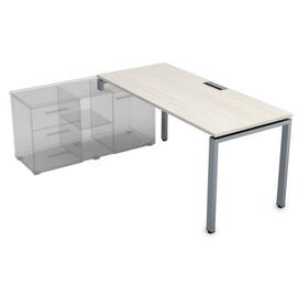 Офисная мебель Gloss Стол рабочий прямолинейный, три опоры - левый СТЛ-П.979 Ivory/Алюминий матовый 1400x700x750