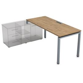 Офисная мебель Gloss Стол рабочий прямолинейный, три опоры - левый СТЛ-П.979 Teakwood/Алюминий матовый 1400x700x750