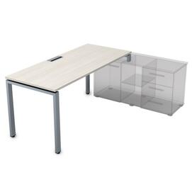 Офисная мебель Gloss Стол рабочий прямолинейный, три опоры - правый СТП-П.979 Ivory/Алюминий матовый 1400x700x750