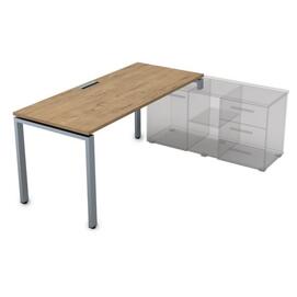 Офисная мебель Gloss Стол рабочий прямолинейный, три опоры - правый СТП-П.979 Teakwood/Алюминий матовый 1400x700x750