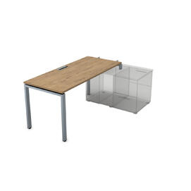 Офисная мебель Gloss Стол системы БЕНЧ линейный, три опоры, начальный СТН-П.989 Teakwood/Алюминий матовый 1400x800x750