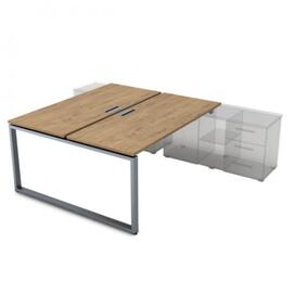 Офисная мебель Gloss Стол системы БЕНЧ, на 2 рабочих места, для крепления на тумбу,начальный СПБ-О.974 Teakwood/Алюминий матовый 1600x1435x750