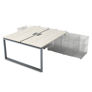 Офисная мебель Gloss Стол системы БЕНЧ, на 2 рабочих места, для крепления на тумбу,начальный СПБН-О.974 Teakwood/Алюминий матовый 1600x1435x750