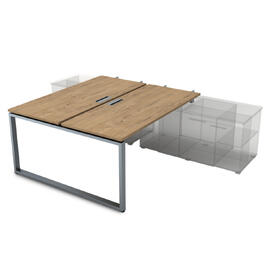 Офисная мебель Gloss Стол системы БЕНЧ, на 2 рабочих места, для крепления на тумбу,начальный СПБН-О.984 Teakwood/Алюминий матовый 1600x1635x750