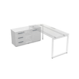 Офисная мебель Gloss Тумба с 3-мя ящиками и дверкой 9Т.006 Белый премиум 1200x450x620