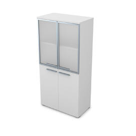 Офисная мебель Gloss Шкаф со стеклом 9Ш.004.8 Белый премиум 800x450x1645