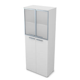 Офисная мебель Gloss Шкаф высокий со стеклом 9Ш.005.18 Белый премиум 800x450x2045