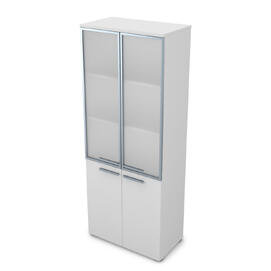 Офисная мебель Gloss Шкаф высокий со стеклом 9Ш.005.19 Белый премиум 800x450x2045