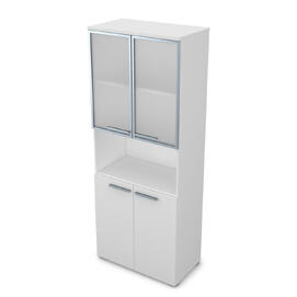 Офисная мебель Gloss Шкаф высокий со стеклом и нишей 9Ш.005.20 Белый премиум 800x450x2045