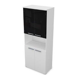 Офисная мебель Gloss Шкаф высокий со стеклом и нишей 9Ш.005.27 Белый премиум 800x450x2045