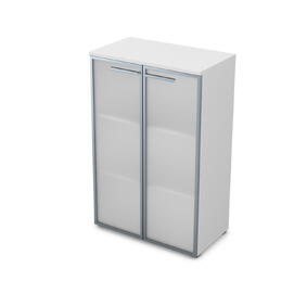 Офисная мебель Gloss Шкаф средний со стеклом 9Ш.017.6 Белый премиум 800x450x1245