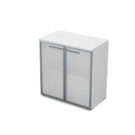 Офисная мебель Gloss Шкаф низкий со стеклом 9Ш.023.3 Белый премиум 800x450x845