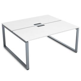 Офисная мебель Gloss Стол системы БЕНЧ, на 2 рабочих места СБД-О.974 Белый премиум/Алюминий матовый 1600x1435x750
