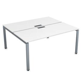 Офисная мебель Gloss Стол системы БЕНЧ, на 2 рабочих места СБД-П.974 Белый премиум/Алюминий матовый 1600x1435x750