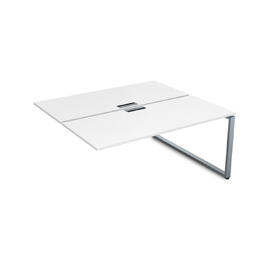 Офисная мебель Gloss Стол системы БЕНЧ, на 2 рабочих места,конечный СБДК-О.974 Белый премиум/Алюминий матовый 1600x1435x750