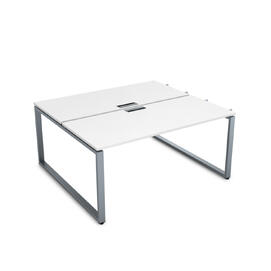 Офисная мебель Gloss Стол системы БЕНЧ, на 2 рабочих места,начальный СБДН-О.974 Белый премиум/Алюминий матовый 1600x1435x750