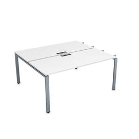 Офисная мебель Gloss Стол системы БЕНЧ, на 2 рабочих места,начальный СБДН-П.974 Белый премиум/Алюминий матовый 1600x1435x750