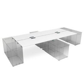 Офисная мебель Gloss Стол системы БЕНЧ на 4 рабочих места. крепление к тумбам СБЧТ.974 Белый премиум/Алюминий матовый 3200x1435x750