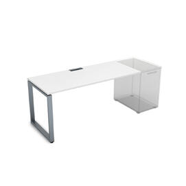 Офисная мебель Gloss Стол рабочий прямолинейный, приставной СДТ-О.989 Белый премиум/Алюминий матовый 1400x800x750