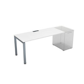 Офисная мебель Gloss Стол рабочий прямолинейный, приставной СДТ-П.978 Белый премиум/Алюминий матовый 1200x700x750
