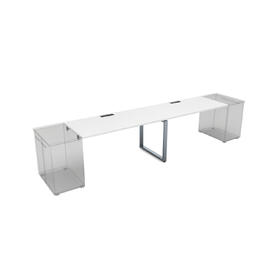 Офисная мебель Gloss Стол системы БЕНЧ,линейный на 2 рабочих места, приставной СДТЛ-О.974 Белый премиум/Алюминий матовый 3200x700x750