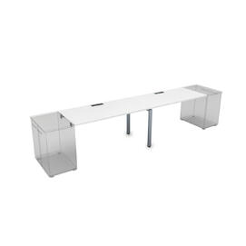 Офисная мебель Gloss Стол рабочий прямолинейный, приставной СДТЛ-П.974 Белый премиум/Алюминий матовый 3200x700x750