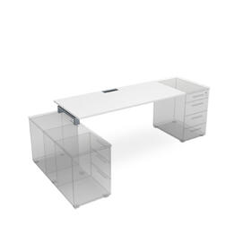 Офисная мебель Gloss Стол рабочий прямолинейный, крепление к тумбам СЛТ.974 Белый премиум/Алюминий матовый 1600x700x750