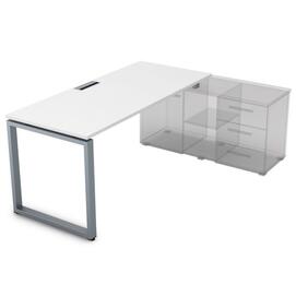 Офисная мебель Gloss Стол рабочий прямолинейный,для крепления на тумбу СП-О.974 Белый премиум/Алюминий матовый 1600x700x750