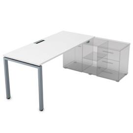 Офисная мебель Gloss Стол рабочий прямолинейный,для крепления на тумбу СП-П.989 Белый премиум/Алюминий матовый 1400x800x750