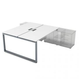 Офисная мебель Gloss Стол системы БЕНЧ, на 2 рабочих места, для крепления на тумбу,начальный СПБ-О.974 Белый премиум/Алюминий матовый 1600x1435x750