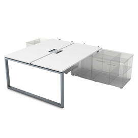 Офисная мебель Gloss Стол системы БЕНЧ, на 2 рабочих места, для крепления на тумбу,начальный СПБН-О.974 Белый премиум/Алюминий матовый 1600x1435x750